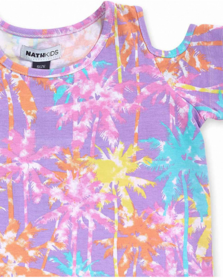 T-shirt da bambina in maglia stampata Paradiso beach