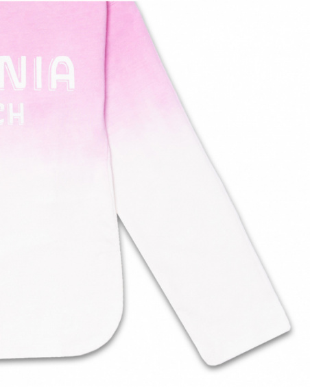 T-shirt lunga rosa in maglia per bambina Paradiso beach