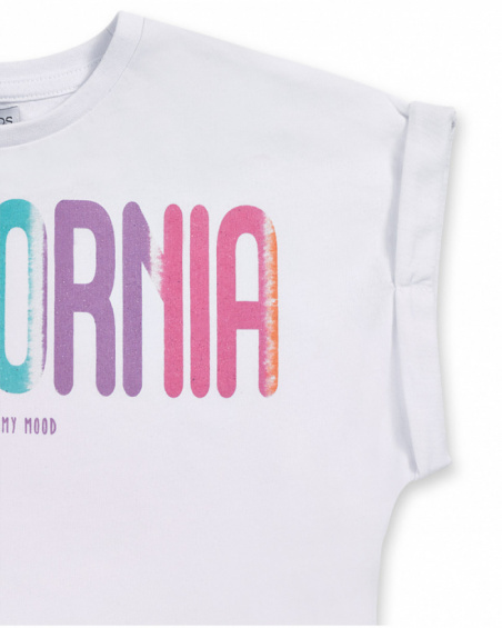T-shirt in maglia bianca per bambina Paradiso beach