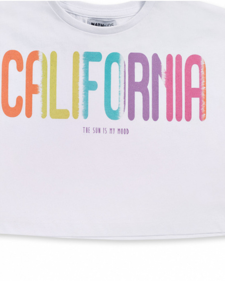 T-shirt in maglia bianca per bambina Paradiso beach