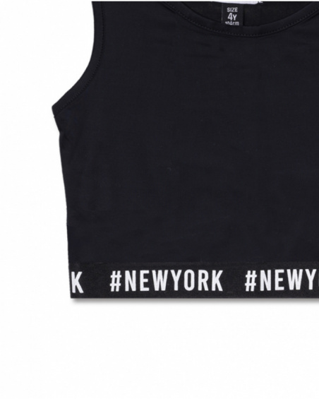 T-shirt + top in maglia bianca per bambina Un giorno a New York