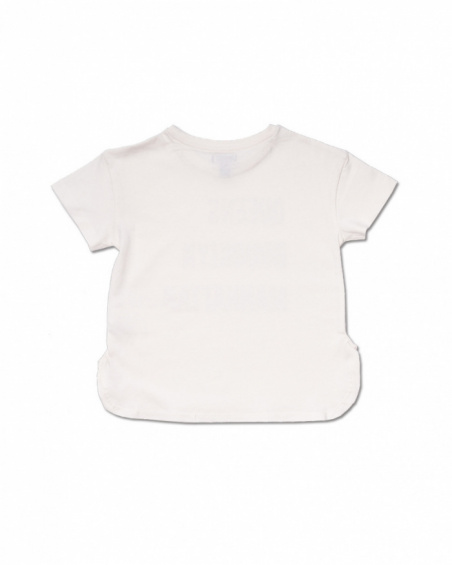 T-shirt bianca in maglia per bambina Un giorno a New York