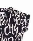 T-shirt stampata in maglia nera per bambina One day in NYC