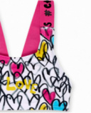 Bikini stampato bianco per bambina Rebel Girl