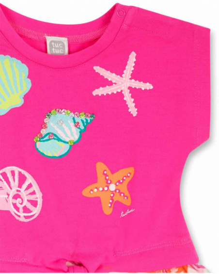 Robe en maille popeline fushia Seashell girl