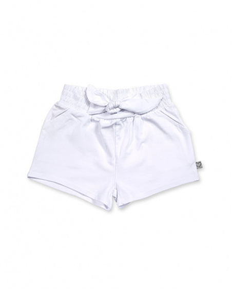 Short en maille blanc pour fille Basics Bébé