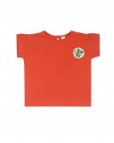 T-shirt en maille rouge brodé fille Holidays