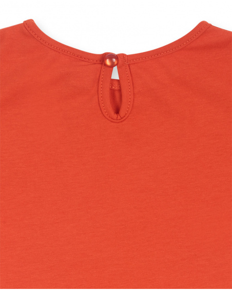 T-shirt en maille rouge brodé fille Holidays