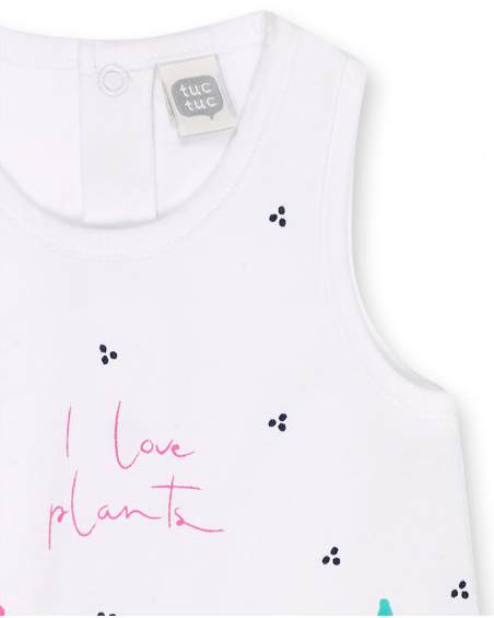 Barboteuse en maille blanche pour fille Time to plant