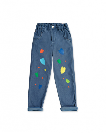 Pantalon long en maille bleu pour fille Holidays