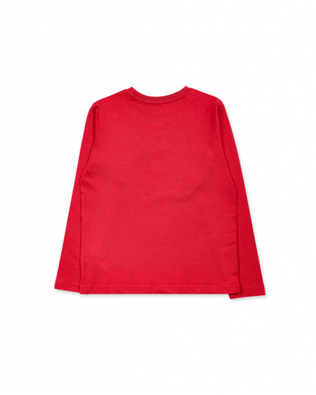 T-shirt lunga rossa in maglia per bambino Wild thing