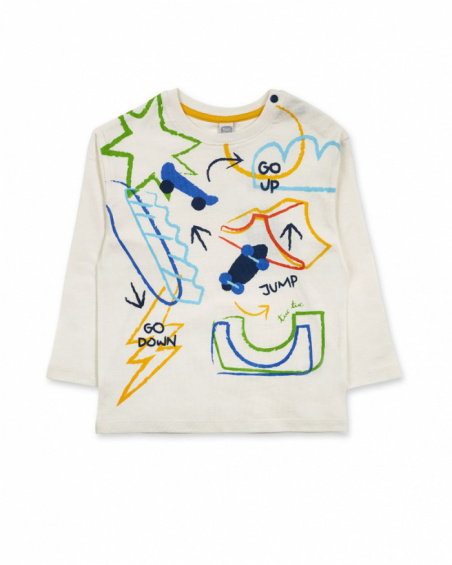 T-shirt Park Life beige in maglia per bambino