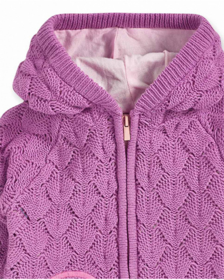 Giacca tricot rosa da bambina Dragon Finder