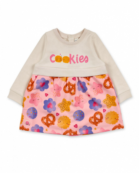 Abito in felpa rosa per bambina della collezione Happy Cookies