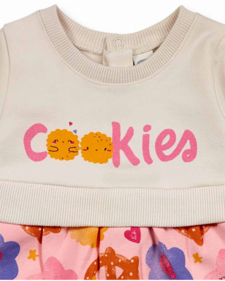 Abito in felpa rosa per bambina della collezione Happy Cookies