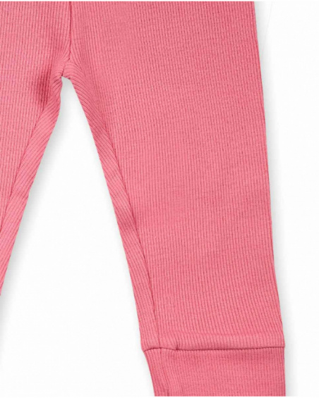Completo peluche rosa lavorato a maglia per bambina Happy