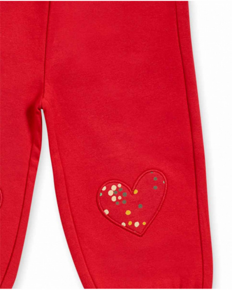 Completo peluche rosso lavorato a maglia per bambina P'tit Zoo