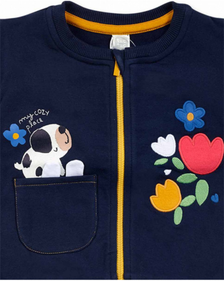 Completo peluche blu lavorato a maglia per bambina Pugs Life