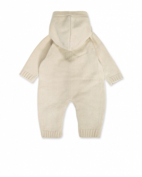 Tutina beige in maglia per bambino Pugs Life