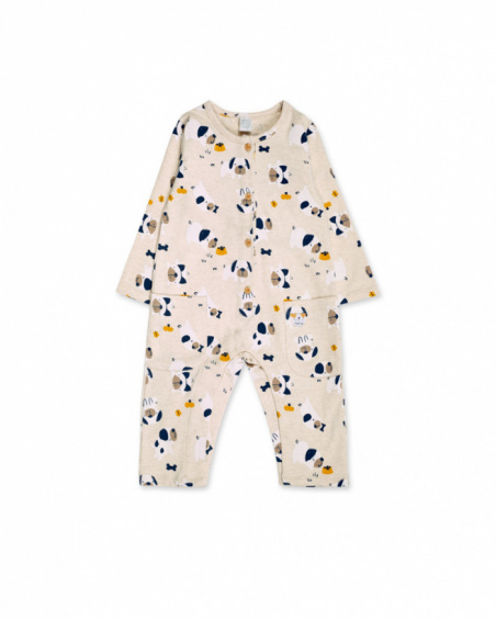 Tutina beige in maglia bambino Pugs Life