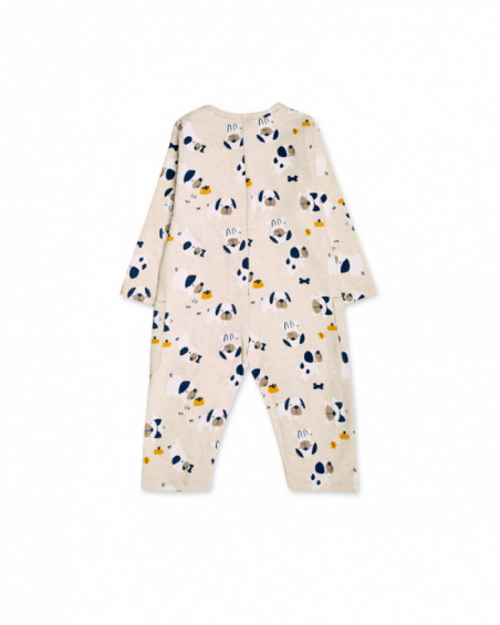 Tutina beige in maglia bambino Pugs Life