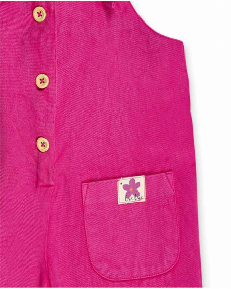 Completo rosa in twill di maglia per bambina Trecking Time