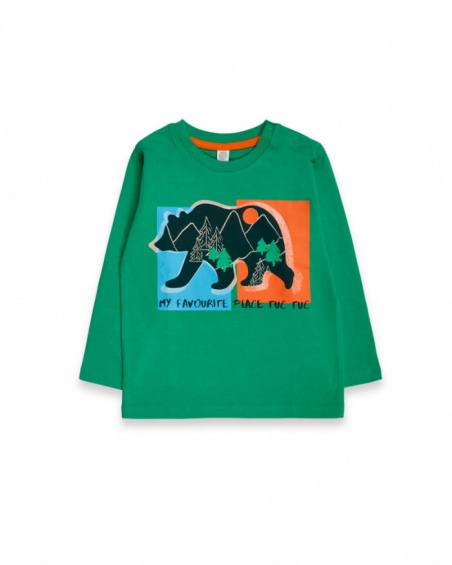 T-shirt verde in maglia bambino Trecking Time