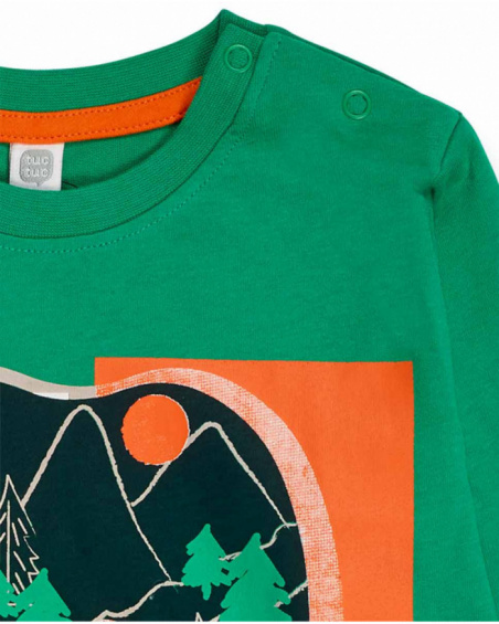 T-shirt verde in maglia bambino Trecking Time