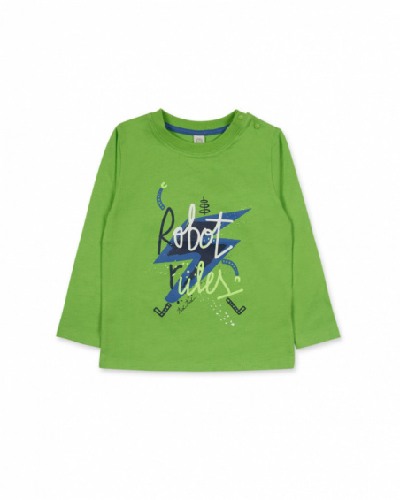 T-shirt verde in maglia per bambino Robot Maker