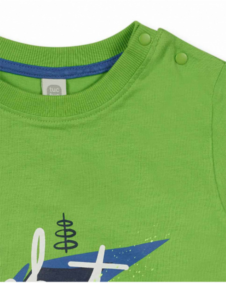 T-shirt verde in maglia per bambino Robot Maker