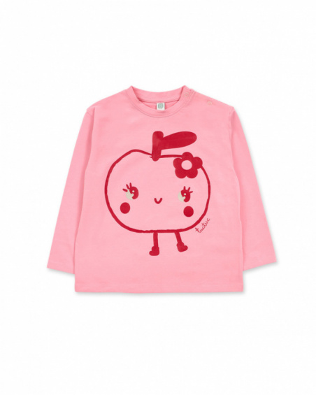 T-shirt in maglia rosa per bambina Besties