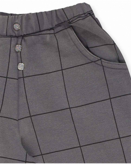 Pantalone felpato grigio da bambina Cattitude