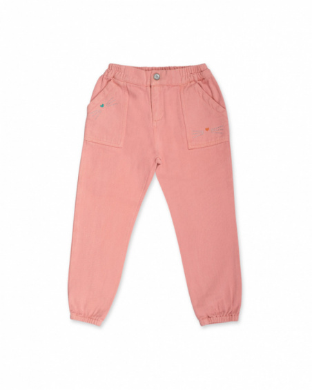 Pantalone rosa da bambina Catiitude in twill