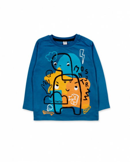 T-shirt blu in maglia per bambino Grandi Abbracci