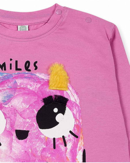T-shirt in maglia rosa da bambina Grandi Abbracci