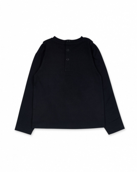 T-shirt nera in maglia per bambina Grandi Abbracci