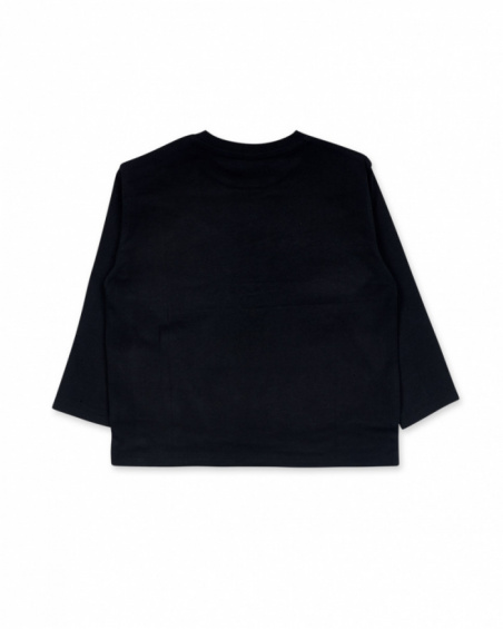 T-shirt nera in maglia per bambino Grandi Abbracci