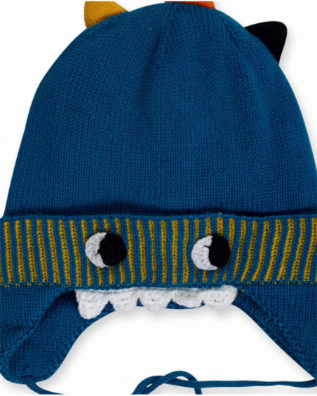 Cappello e colletto in maglia blu per bambino Grandi Abbracci