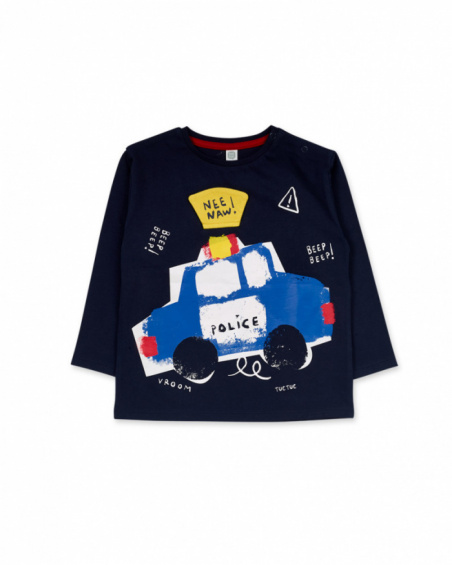 T-shirt blu in maglia per bambino della collezione Road to