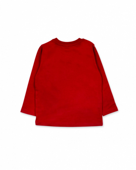 T-shirt Road to Adventure rossa in maglia per bambino