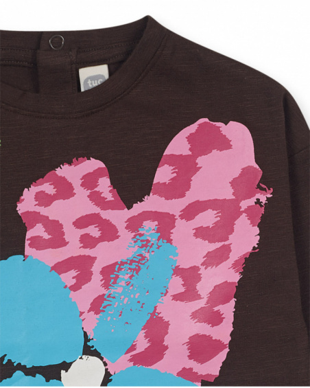 T-shirt in jersey marrone per bambina My Troop