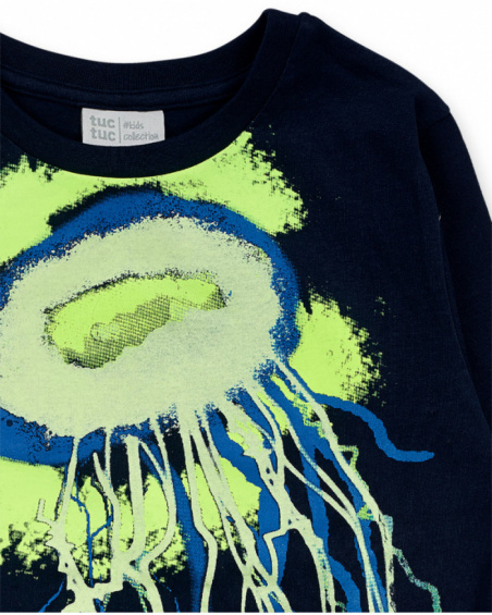T-shirt in jersey blu brillante per bambino Ocean Mistery