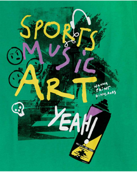 T-shirt verde in maglia per bambino The New Artists
