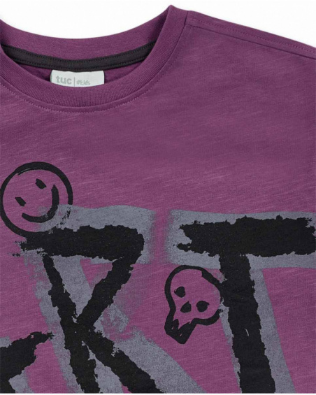 T-shirt in maglia lilla per bambino The New Artists