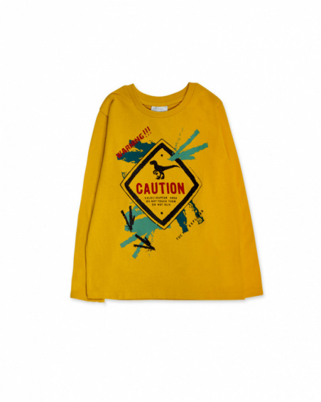 T-shirt gialla in maglia per bambino New Era