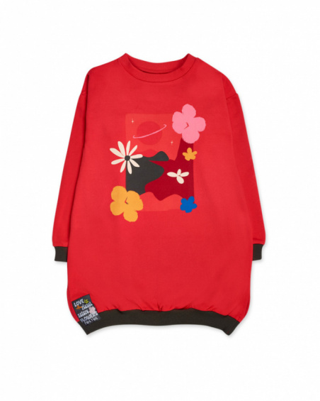 Abito in maglia rosso per bambina Natural Planet