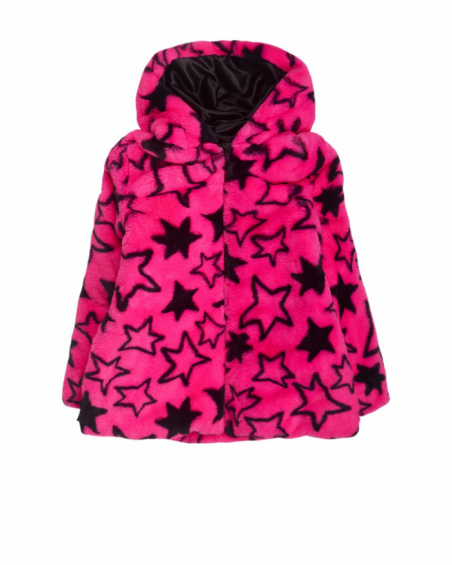 Parka bambina in pelliccia rosa K-Pop
