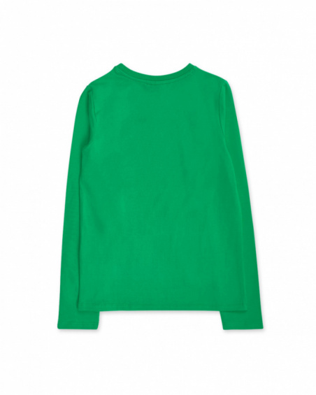 T-shirt verde in maglia per bambina Wild Flower