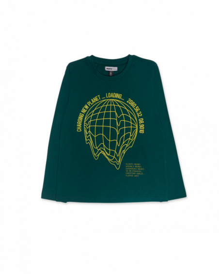 T-shirt verde in maglia per bambino della collezione Alterverse