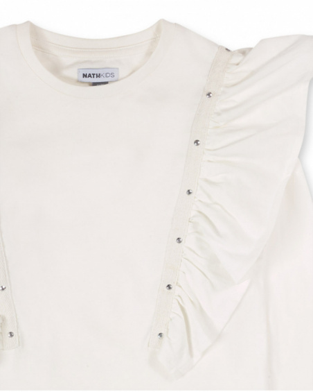 T-shirt bianca in maglia per ragazze Dark Romanc